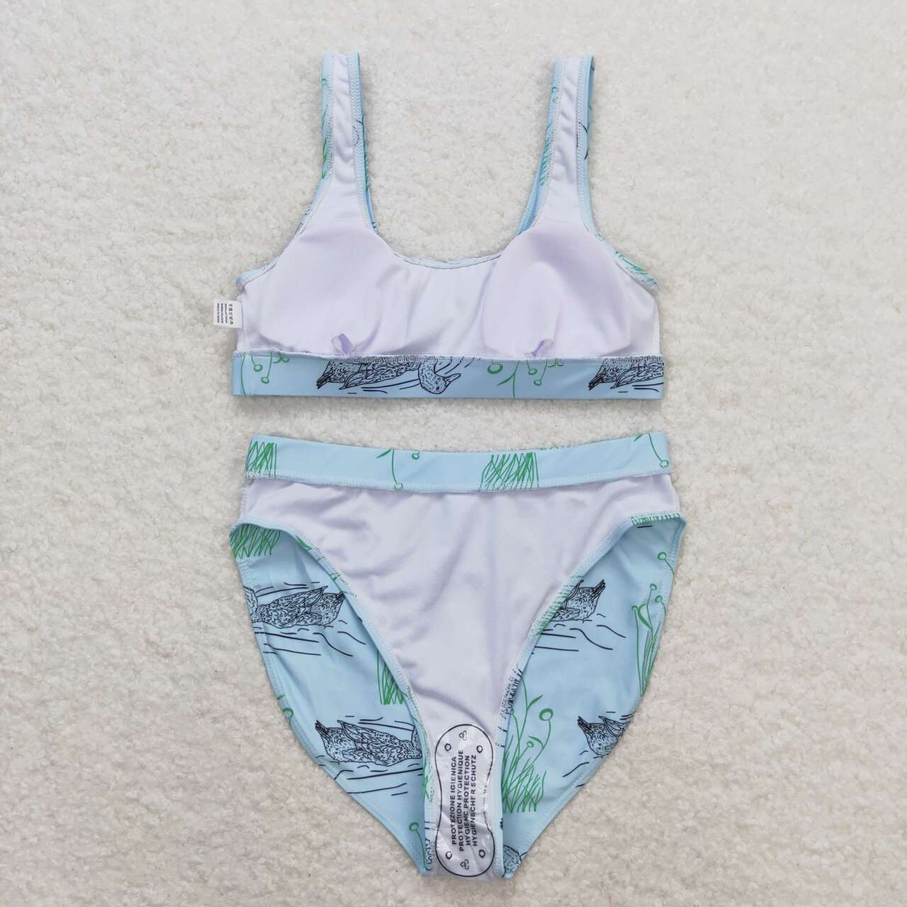 S0357 Adult Duck Print Woman 2 Pieces Swimsuits