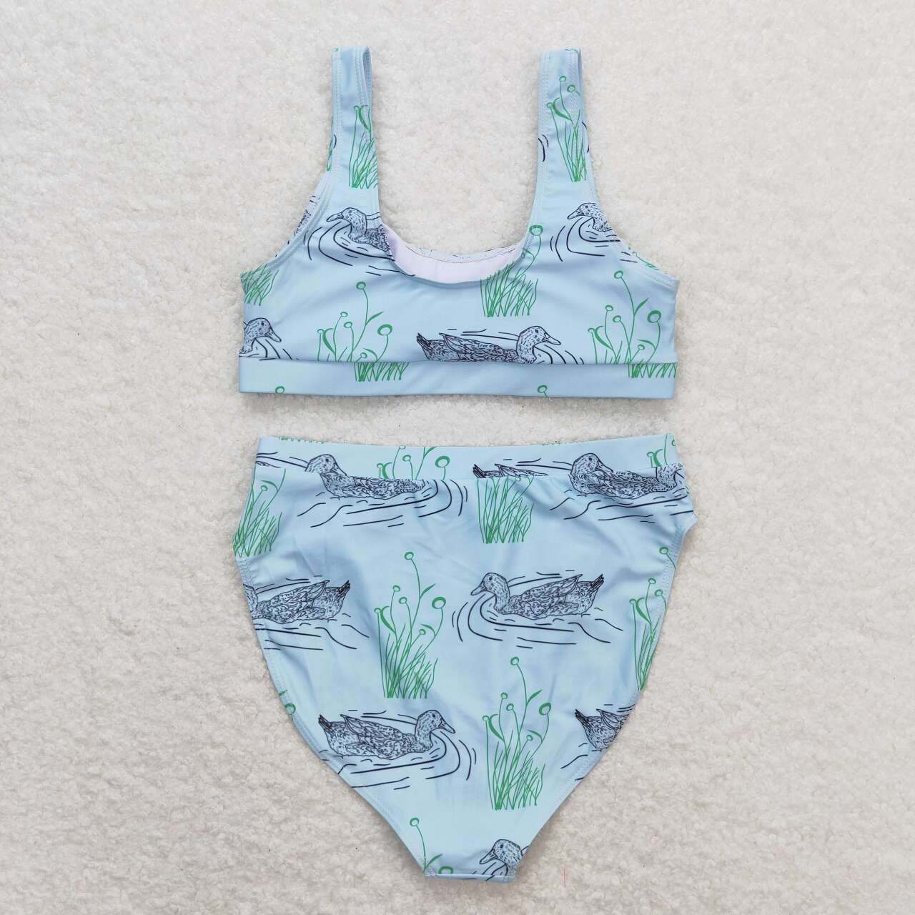 S0357 Adult Duck Print Woman 2 Pieces Swimsuits