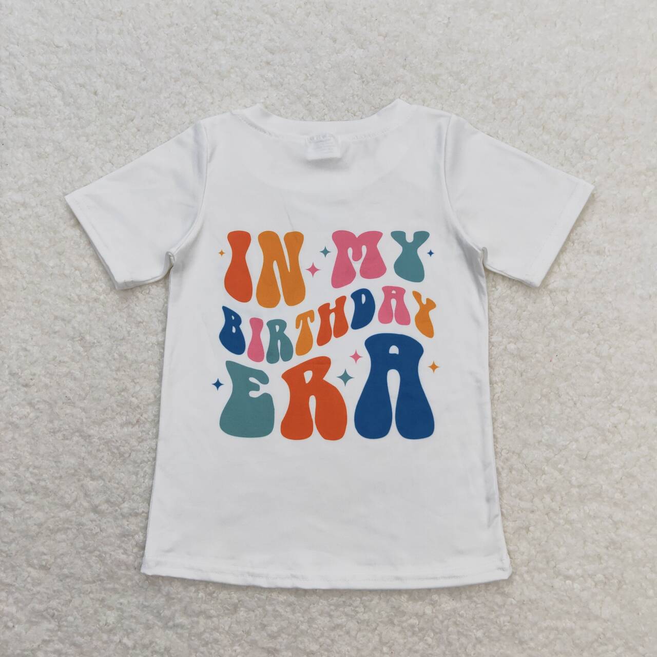 GT0503 In My Birthday Era Smiling Face Print Girls Summer Tee Shirts Top