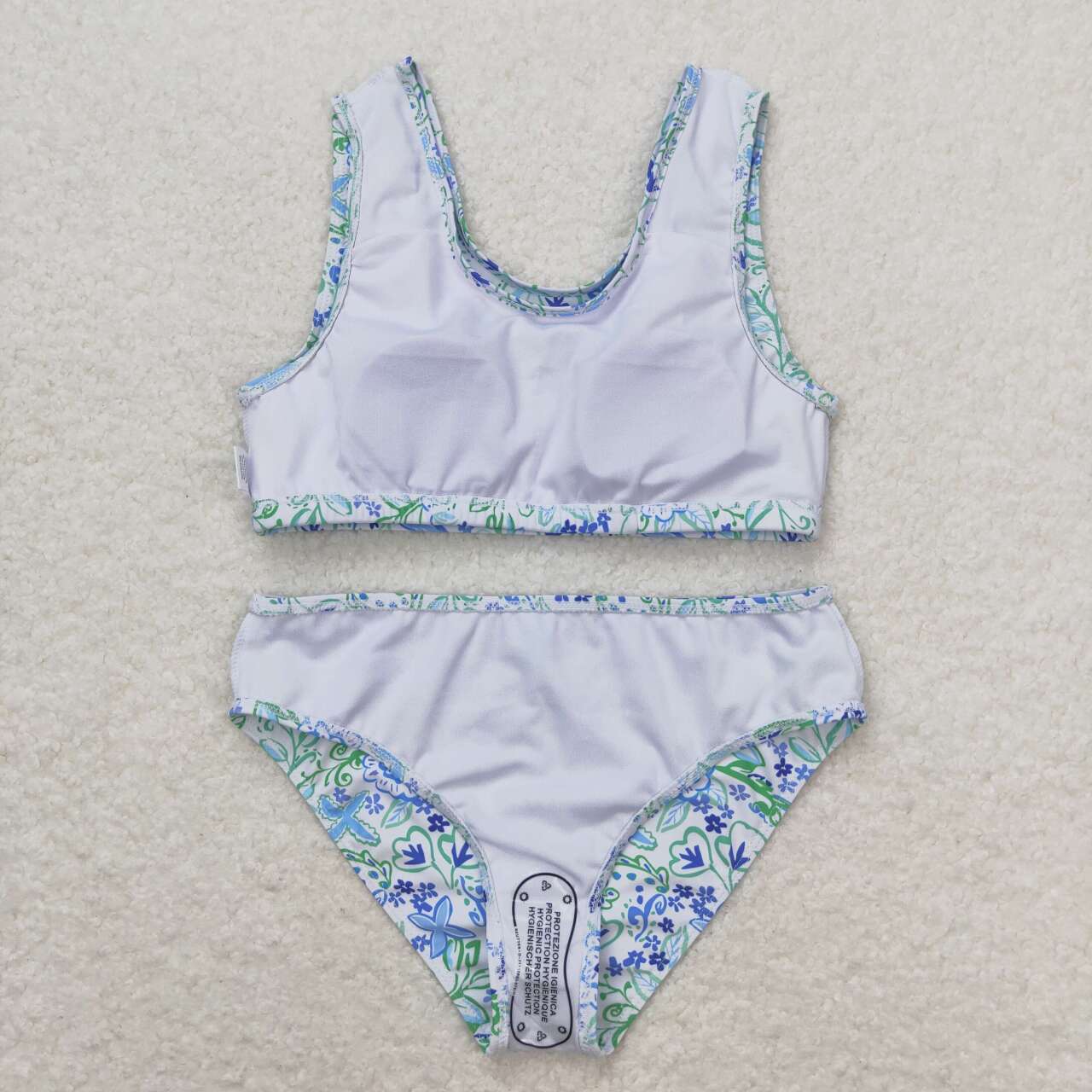 S0279 Flowers Print Girls 2 Pieces Swimsuits