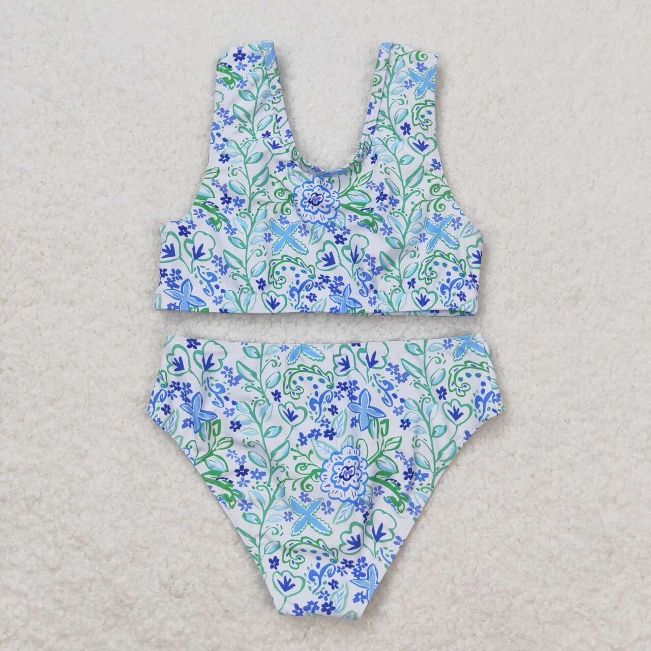 S0279 Flowers Print Girls 2 Pieces Swimsuits