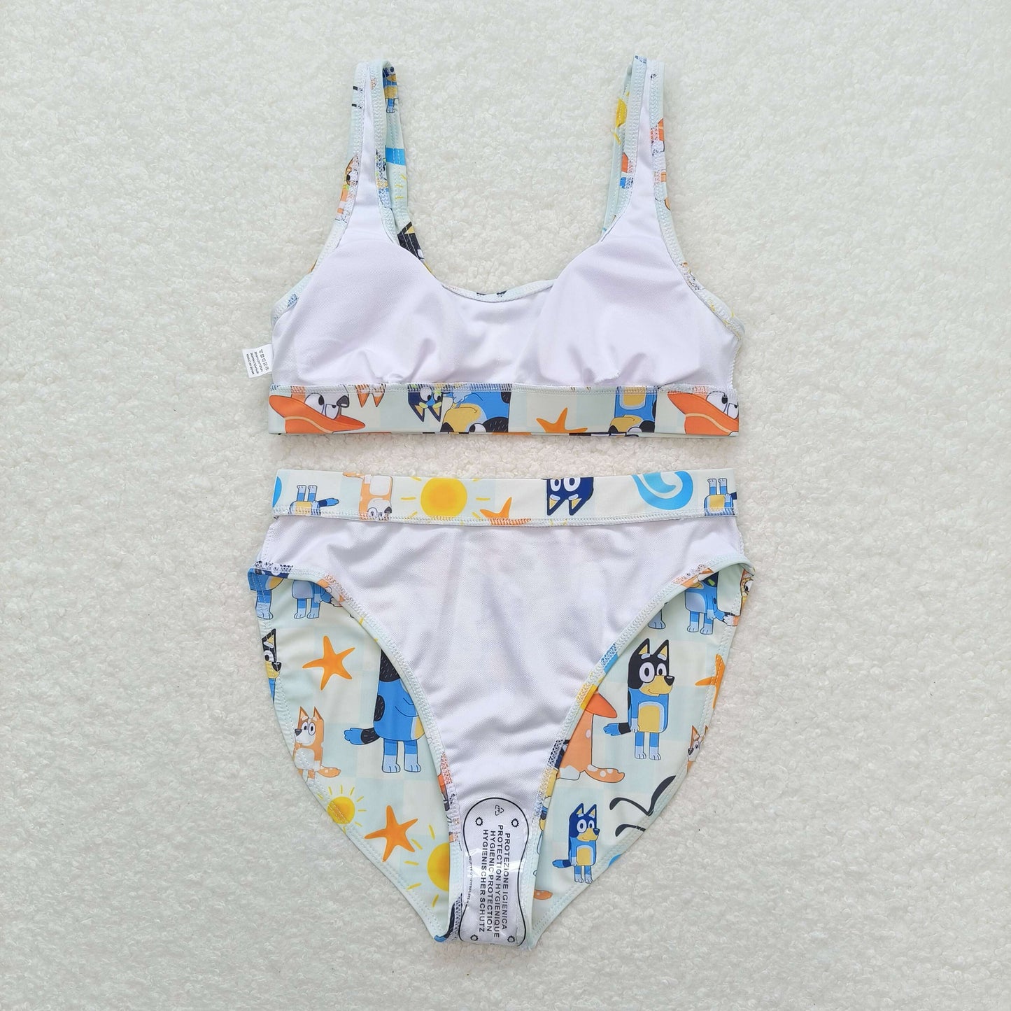 S0358 Adult Cartoon Dog Sandbeach Print Woman 2 Pieces Swimsuits