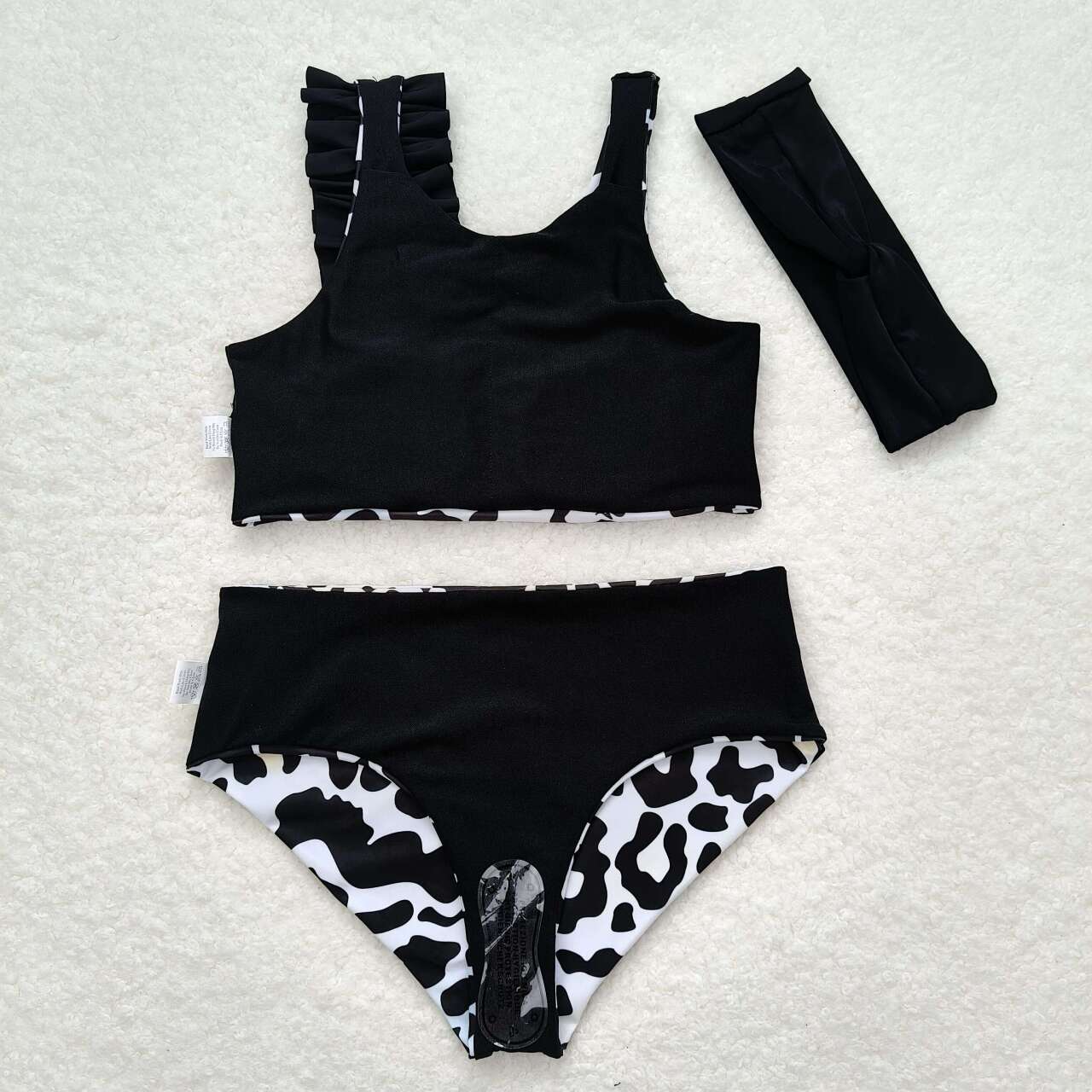 S0224 Cow Print 3 Pieces Girls Summer Swimsuits