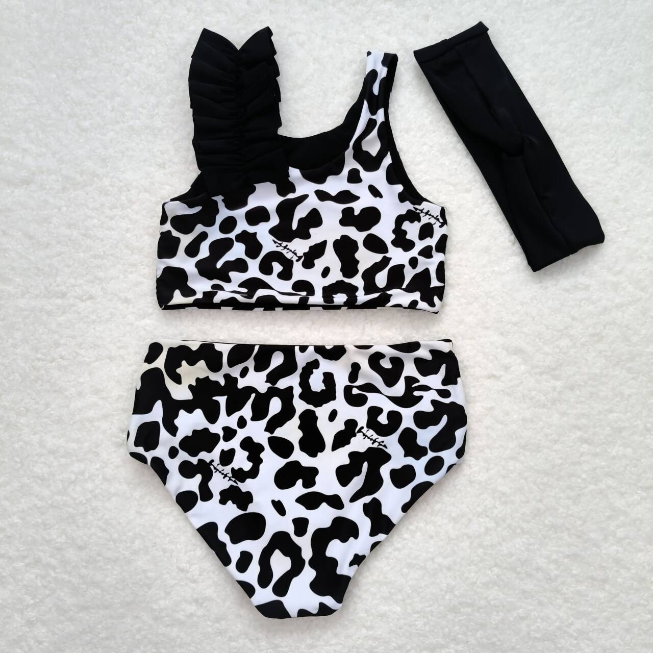 S0224 Cow Print 3 Pieces Girls Summer Swimsuits