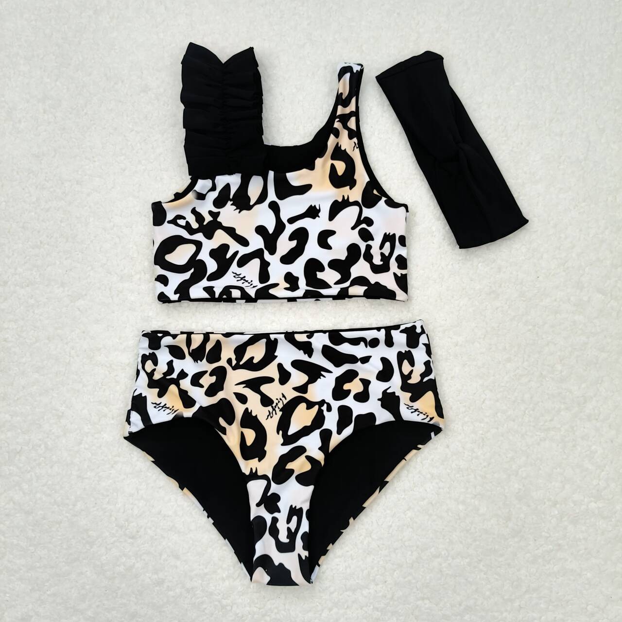 S0223 Leopard Print 3 Pieces Girls Summer Swimsuits
