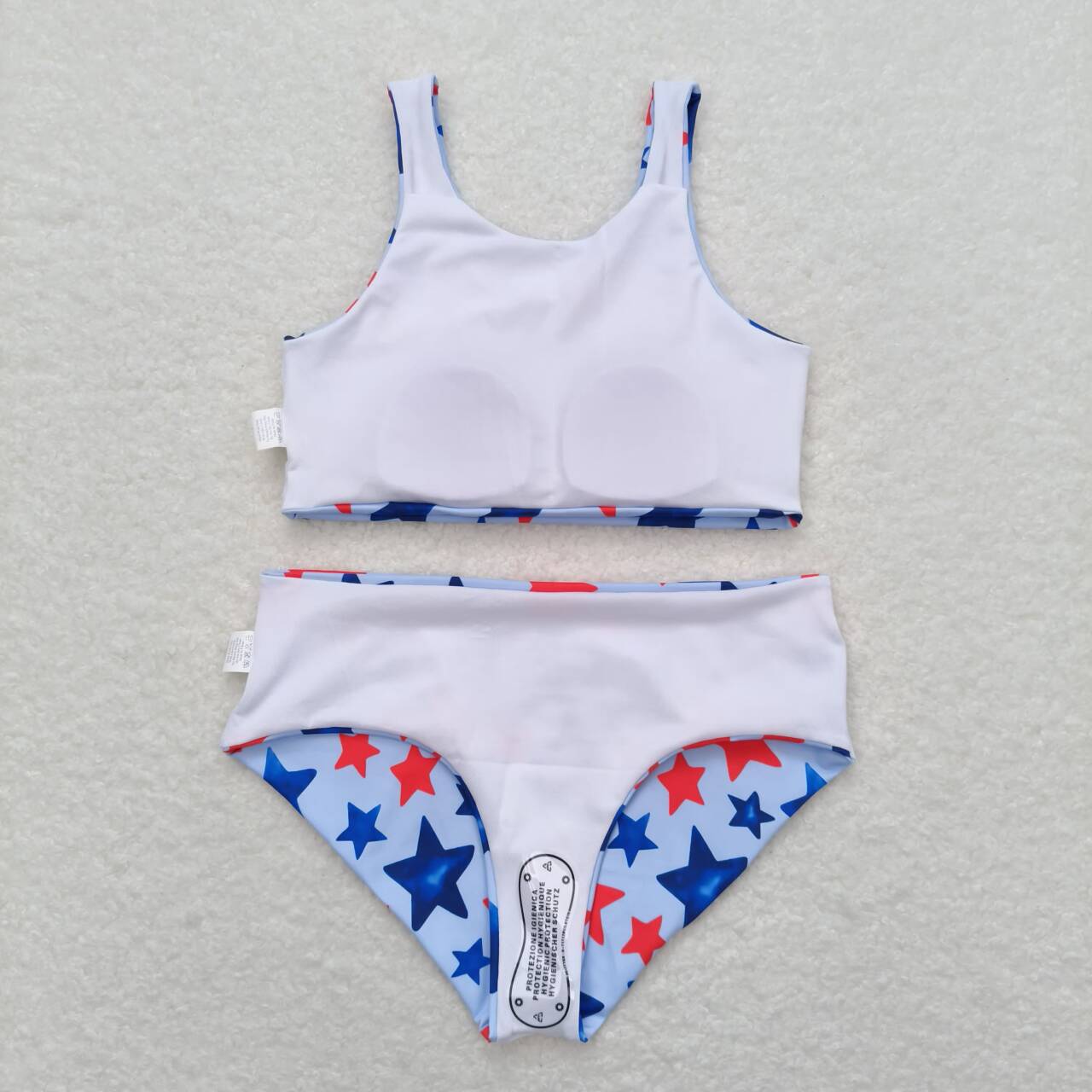 S0228 Star Print 2 Pieces Girls 4th of July Swimsuits