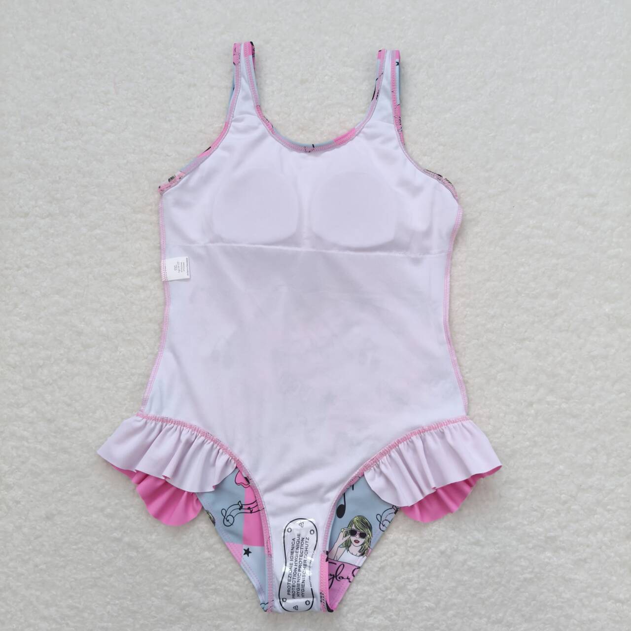 S0349 Singer Swiftie Flowers Print Girls 1 Piece Swimsuits
