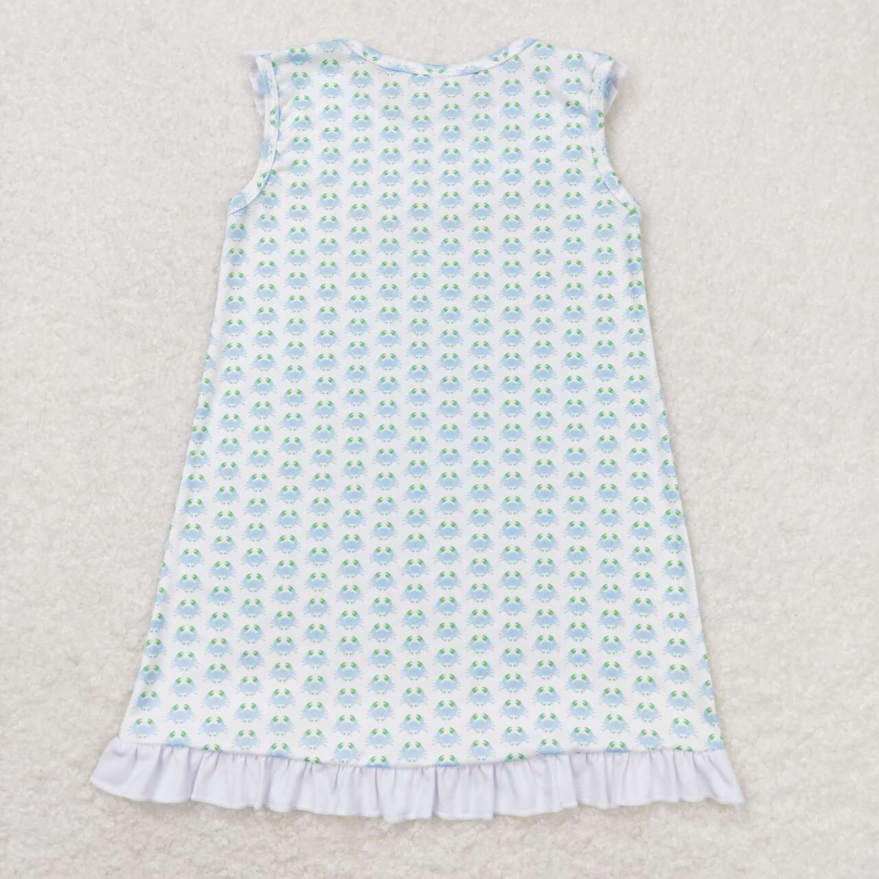 GSD1078 Blue Crab Print Girls Knee Length Summer Dress