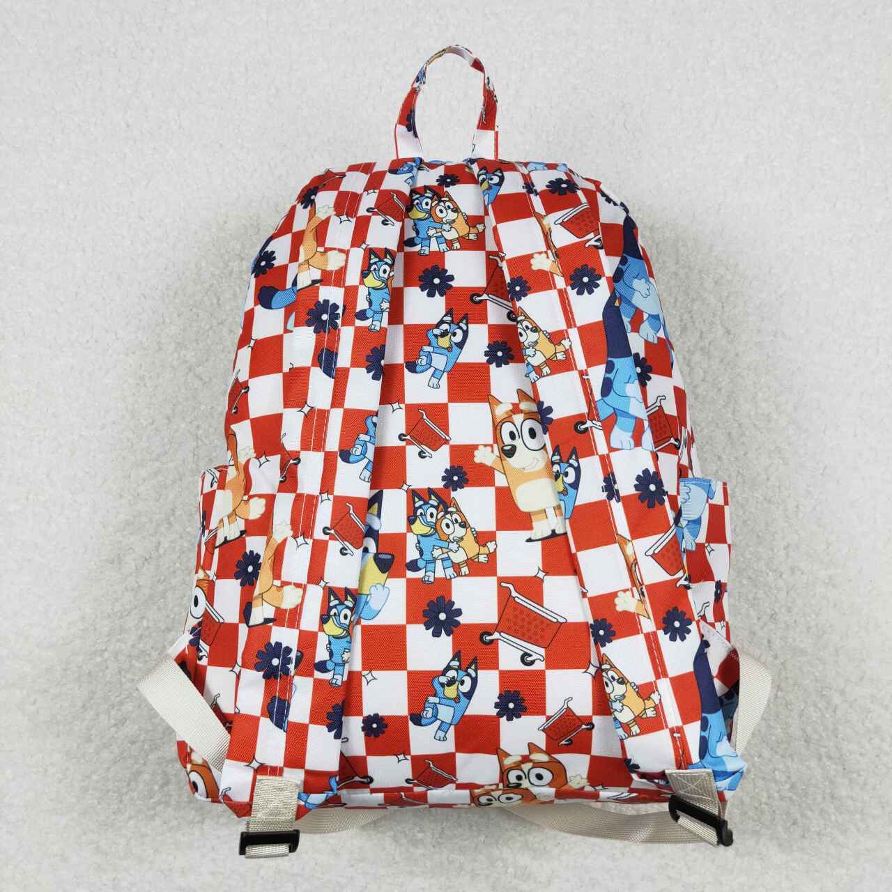 BA0179 Kids Bag Cartoon Dog Red Plaid Print Backpack