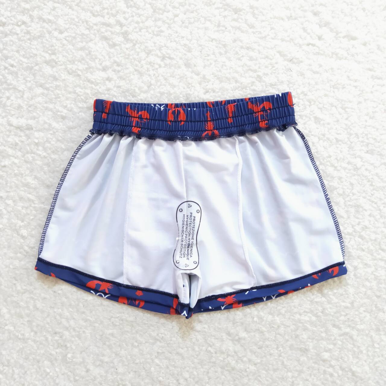 S0270 Crayfish Navy Print Boys Swim Trunks