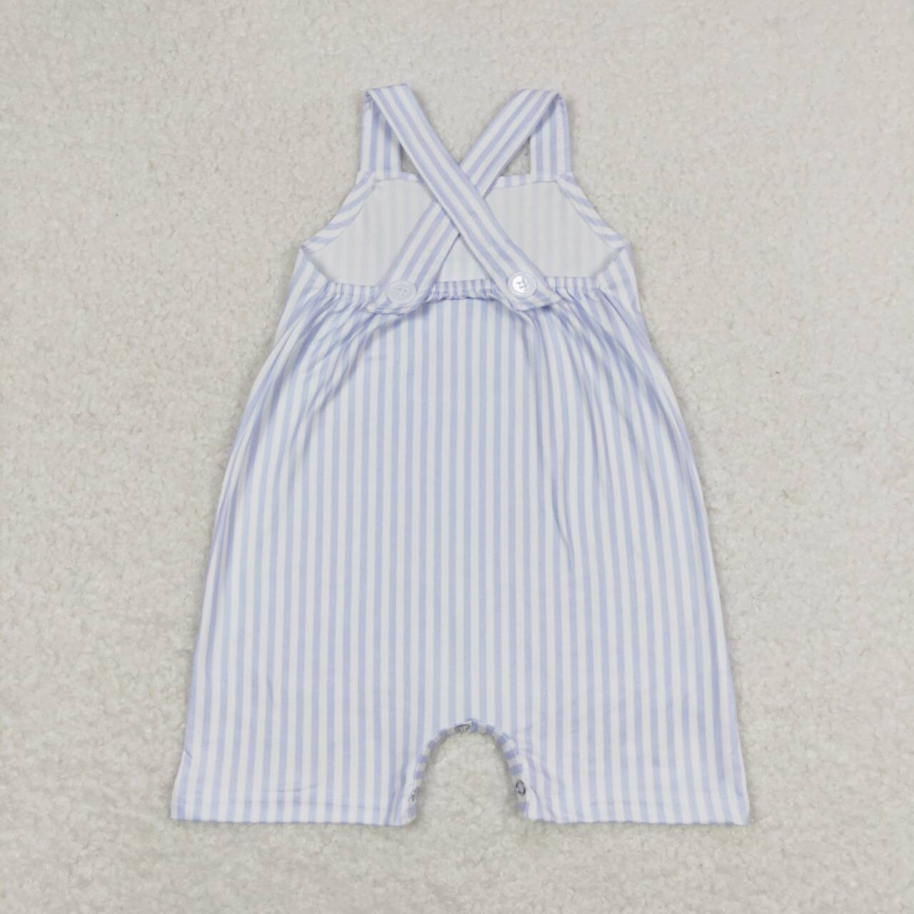 SR1362 Blue Stripes Print Pocket Baby Boys Summer Romper