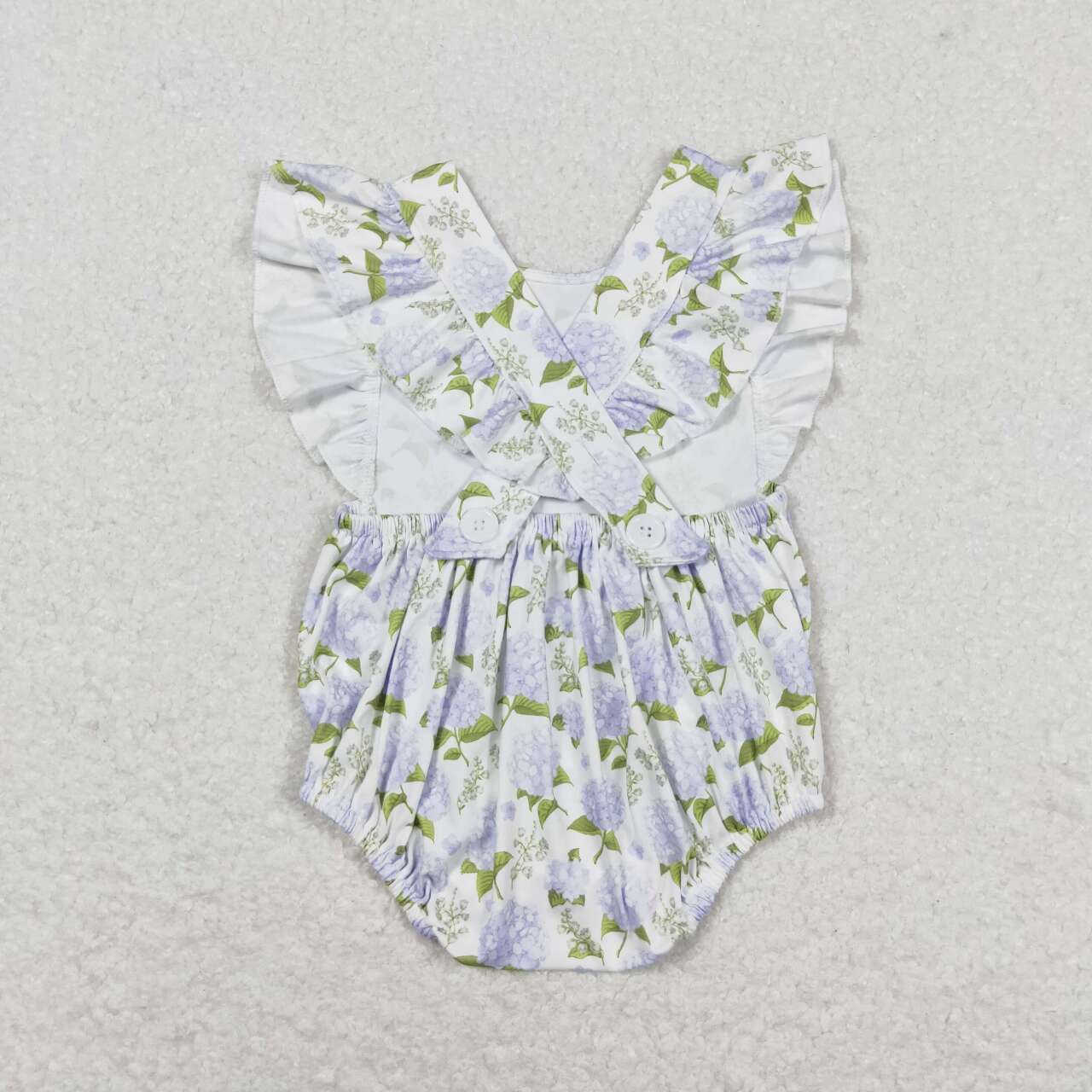 SR1484 Hydrangea Flowers Print Baby Girls Summer Romper