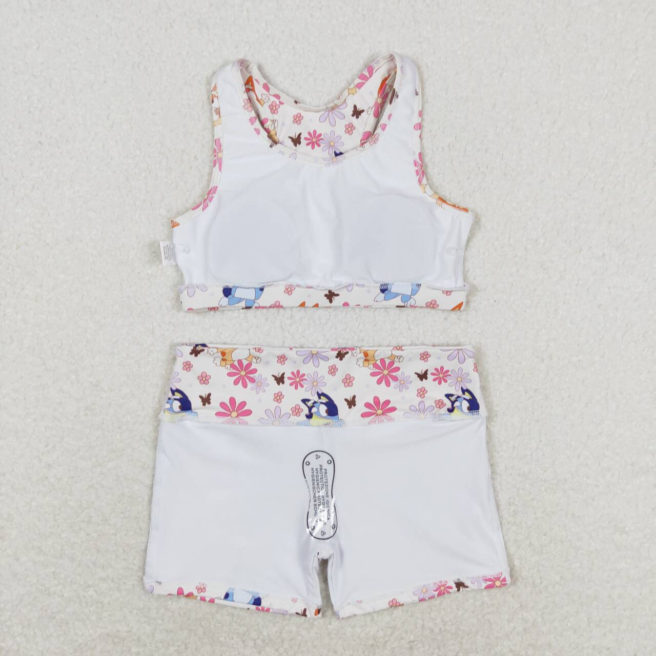 GSSO0900 Cartoon Dog Flowers Print Girls Summer Clothes Set