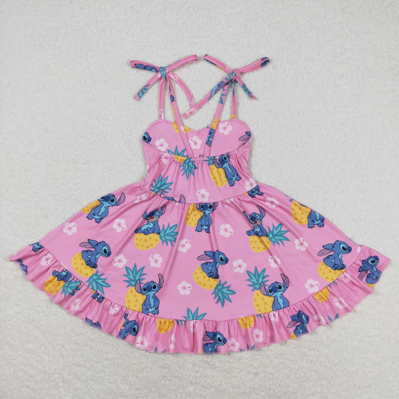 GSD1080 Cartoon Animals Flowers Print Girls Knee Length Summer Strap Dress