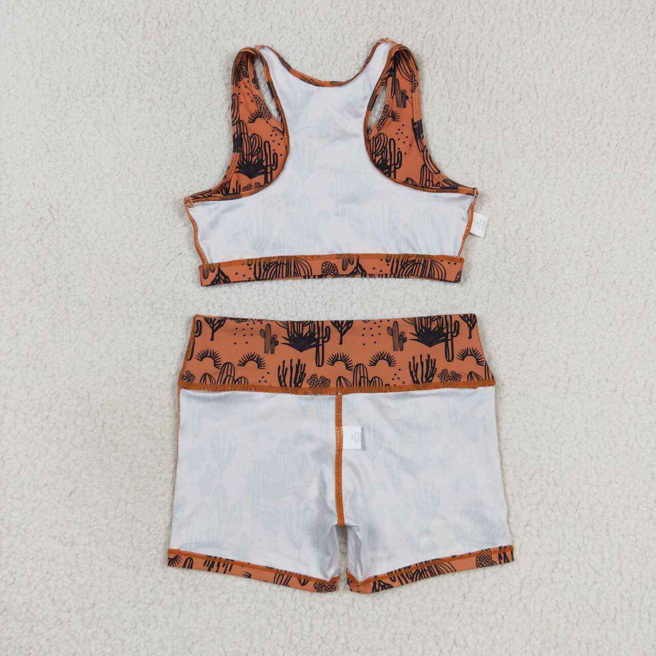 GSSO0902 Brown Cactus Print Girls Summer Clothes Set