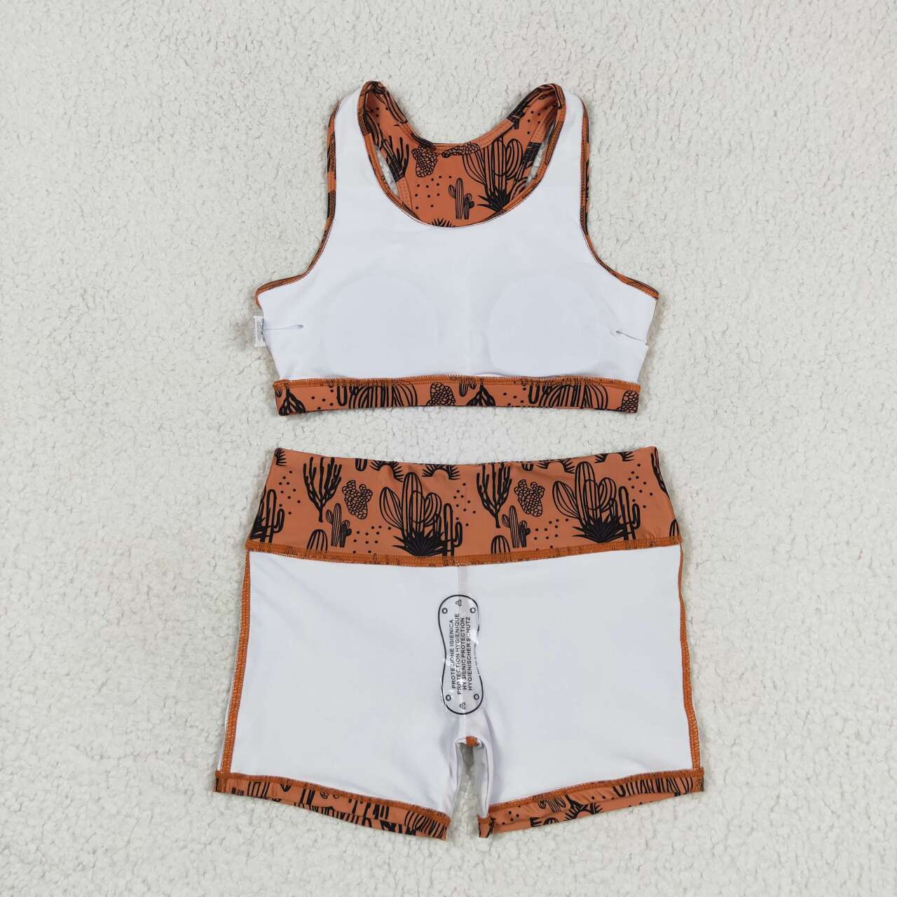 GSSO0902 Brown Cactus Print Girls Summer Clothes Set