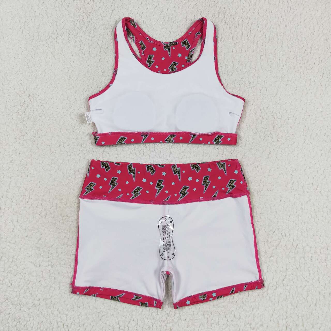 GSSO0903 Hot Pink Flash Stars Print Girls Summer Clothes Set