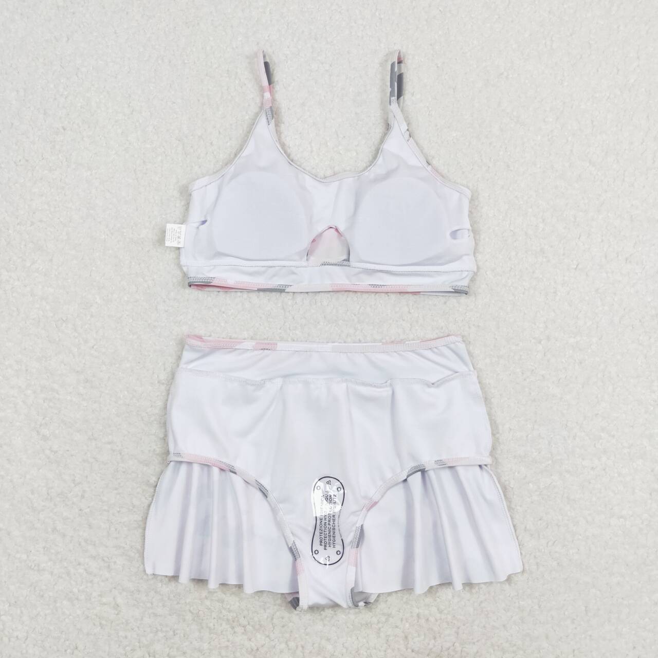S0285 Pink Camo Print Girls 2 Pieces Swimsuits
