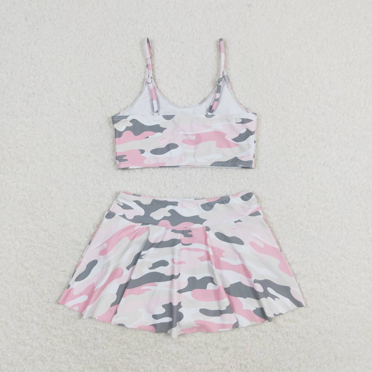 S0285 Pink Camo Print Girls 2 Pieces Swimsuits