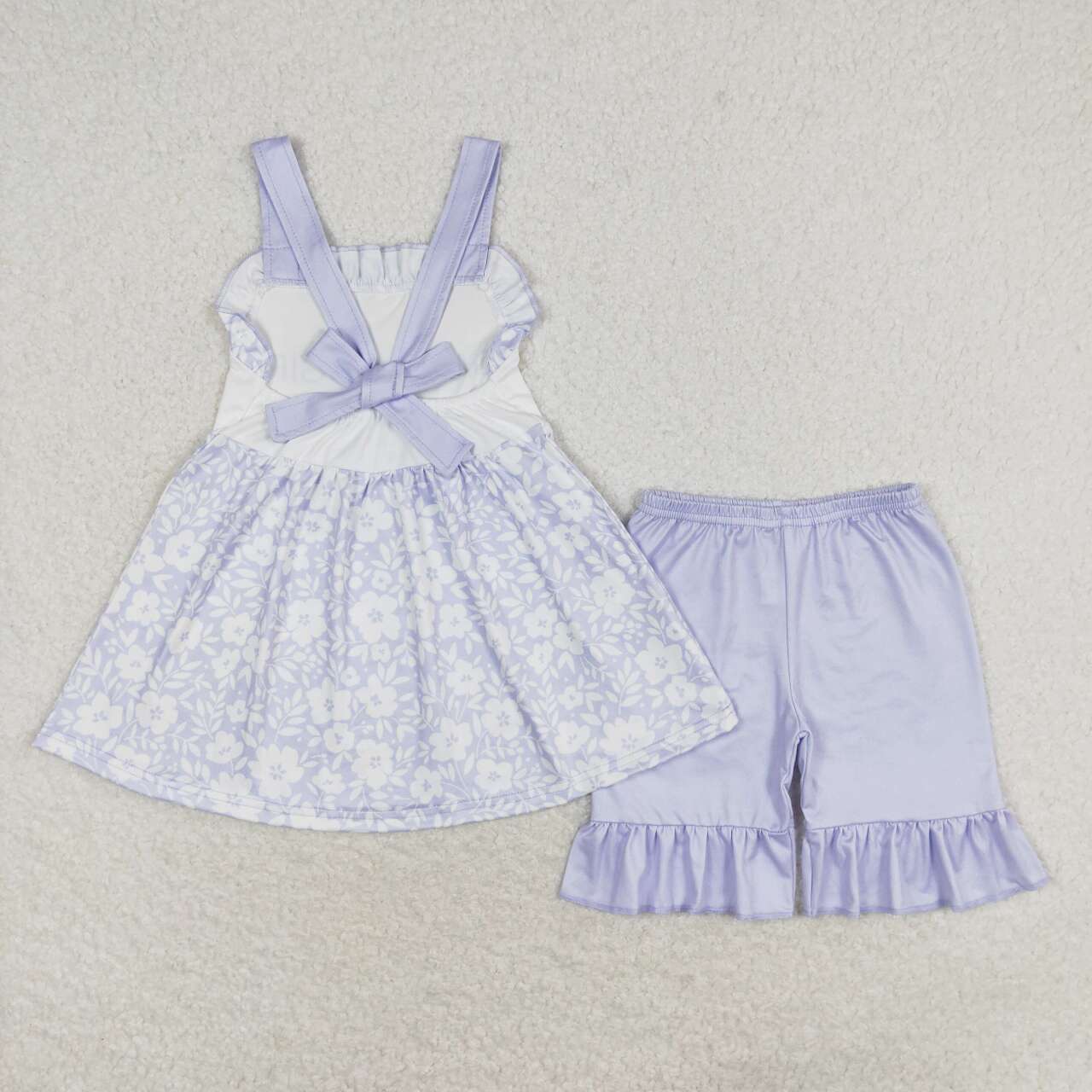 GSSO1069 Daddy's Girl Flowers Tunic Top Ruffle Shorts Girls Summer Clothes Set