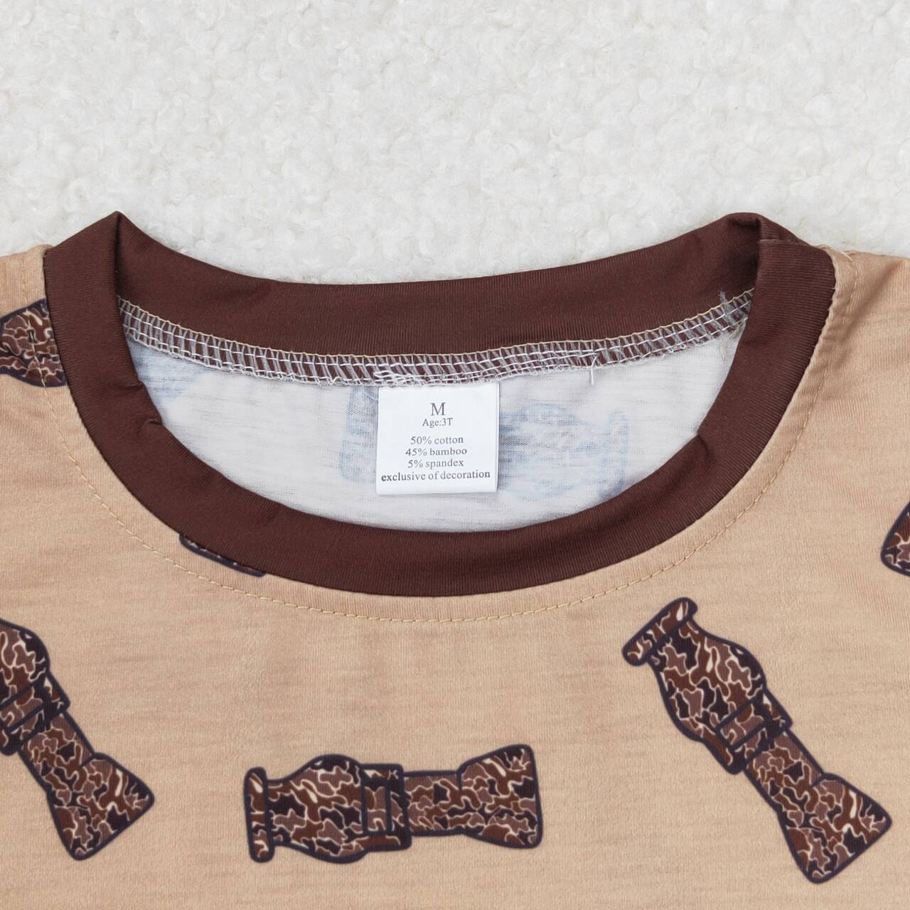 BSPO0444 Duck Call Brown Camo Print Boys Pajamas Bamboo Clothes Set