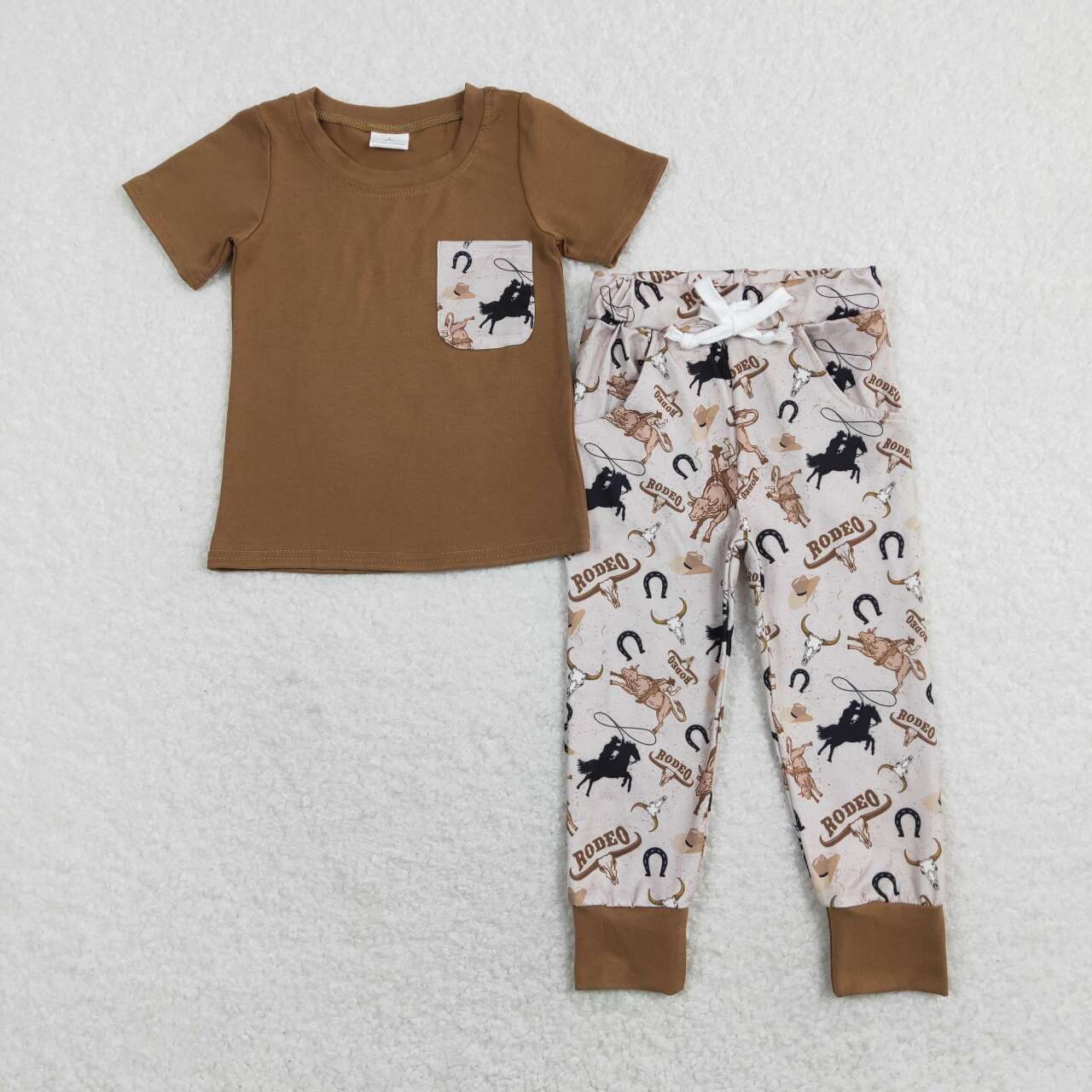 4 Colors Western Print Boys Clothes Set