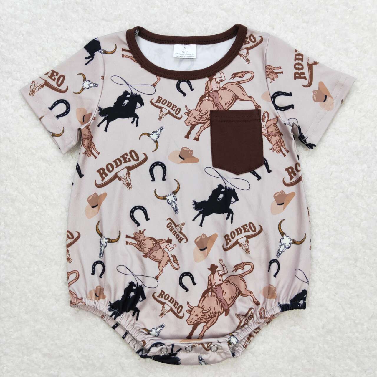 SR1358 Rodeo Pocket Baby Boys Western Summer Romper