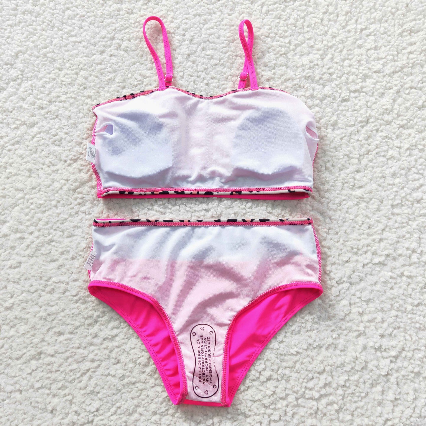 S0138 Girls got pink and leopard print 2 pieces swimsuits
