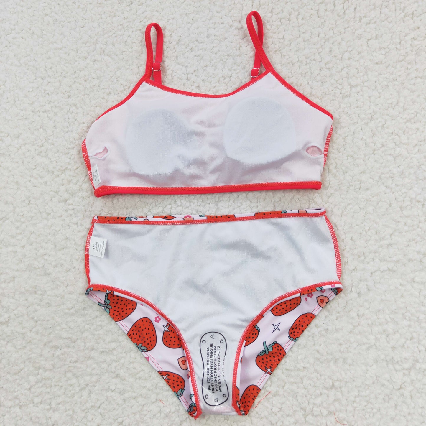 Girls tassels strawberry print 2 pieces swimsuits S0142