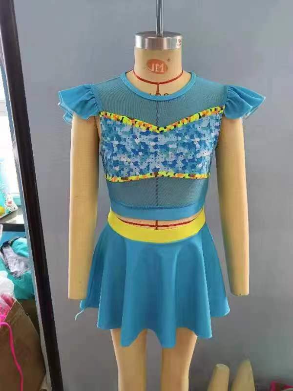 S0148 Girls blue cartoon princess 2 pieces swimsuits
