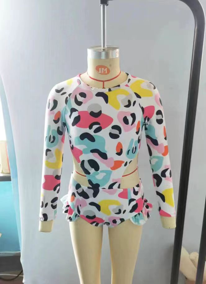 S0153 Girls colorful leopard print 1 piece swimsuits