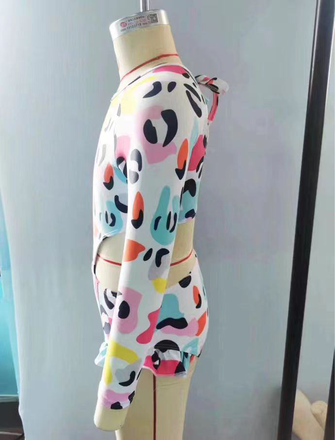 S0153 Girls colorful leopard print 1 piece swimsuits