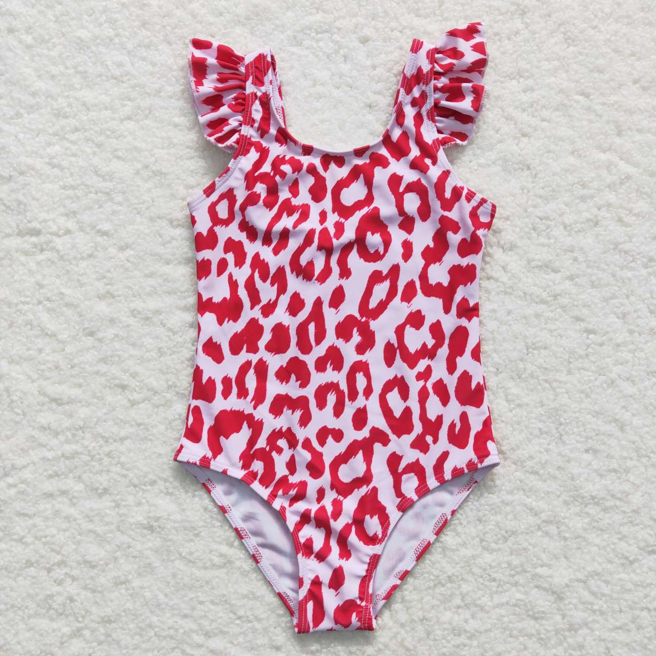 S0155 Girls Pink Leopard Print 1 Piece Swimsuits