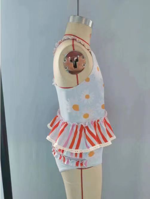 S0157 Girls Daisy Print 2 Pieces Swimsuits