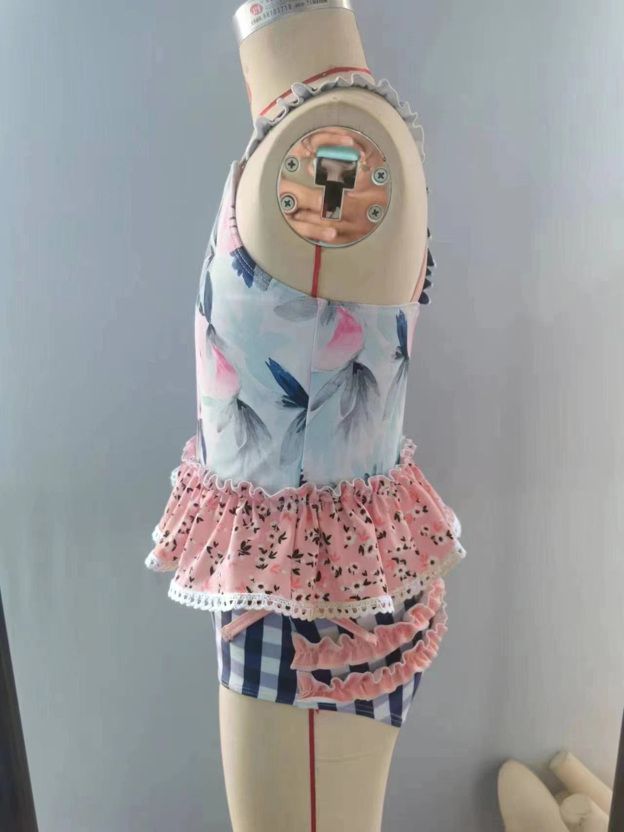 S0158 Girls flowers print 2 pieces swimsuits