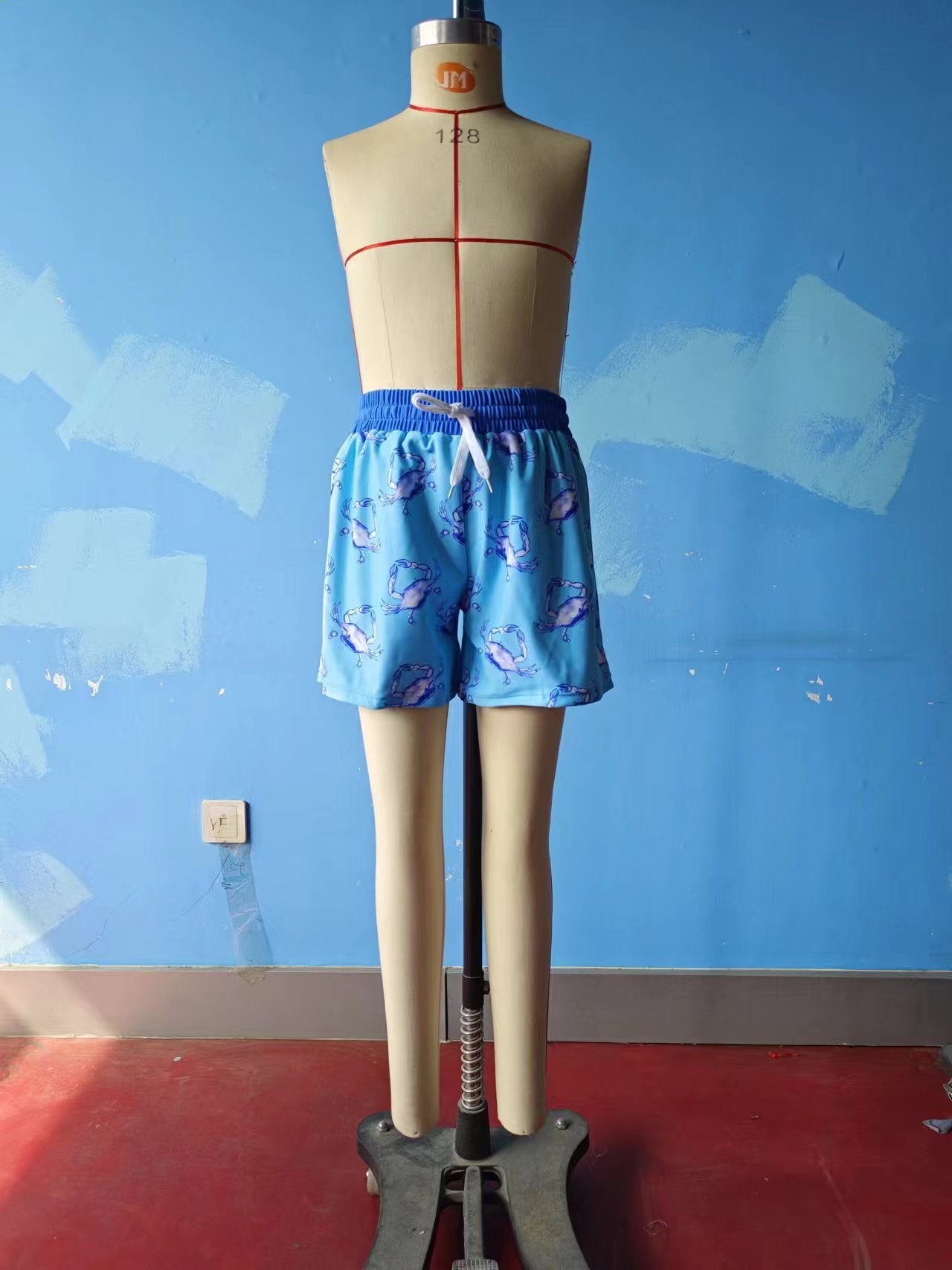 S0169 Boys Blue Crab Print Swim Trunks