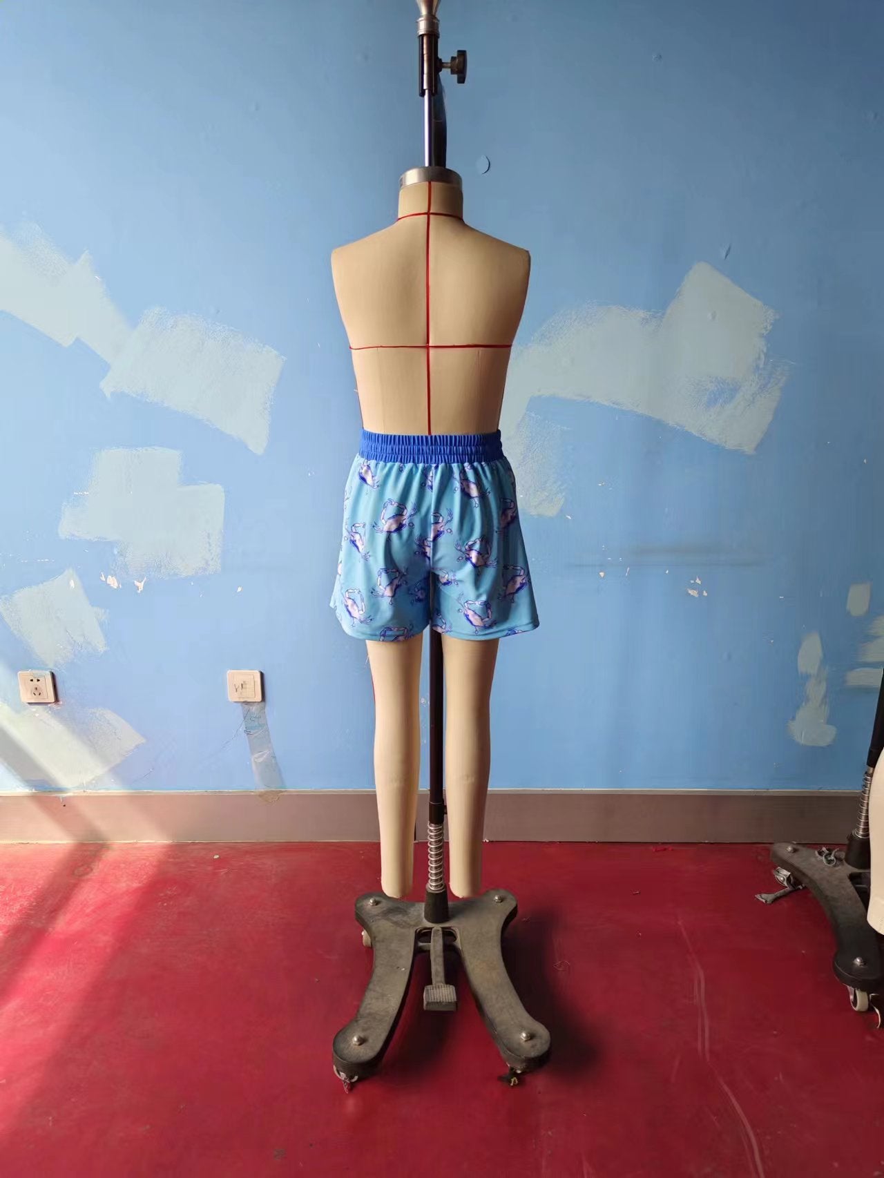 S0169 Boys Blue Crab Print Swim Trunks