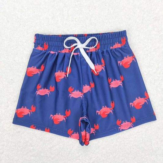 S0170 Boys Purple Crab Print Swim Trunks
