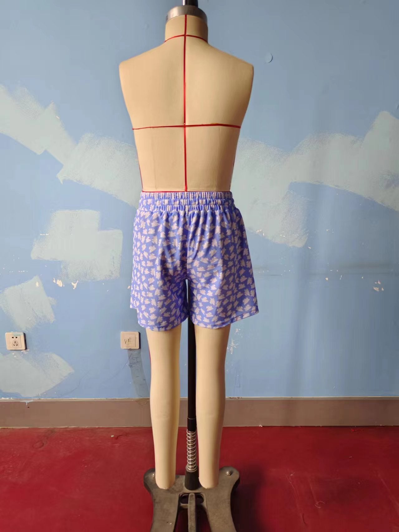 (Pre-order)S0176 Boys purple fish print swim trunks