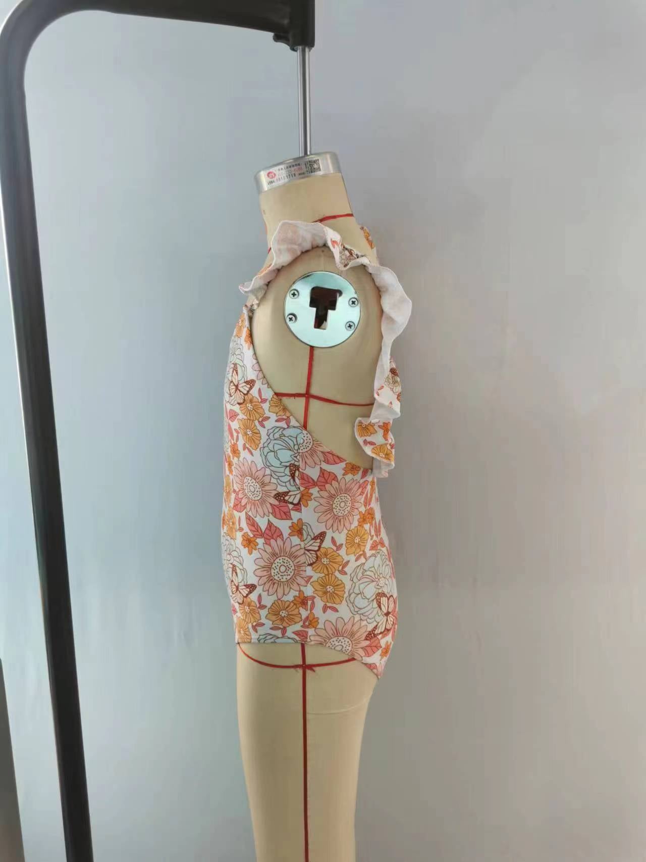 (Pre-order) S0177 Girls orange flowers butterfly print 1 piece swimsuits