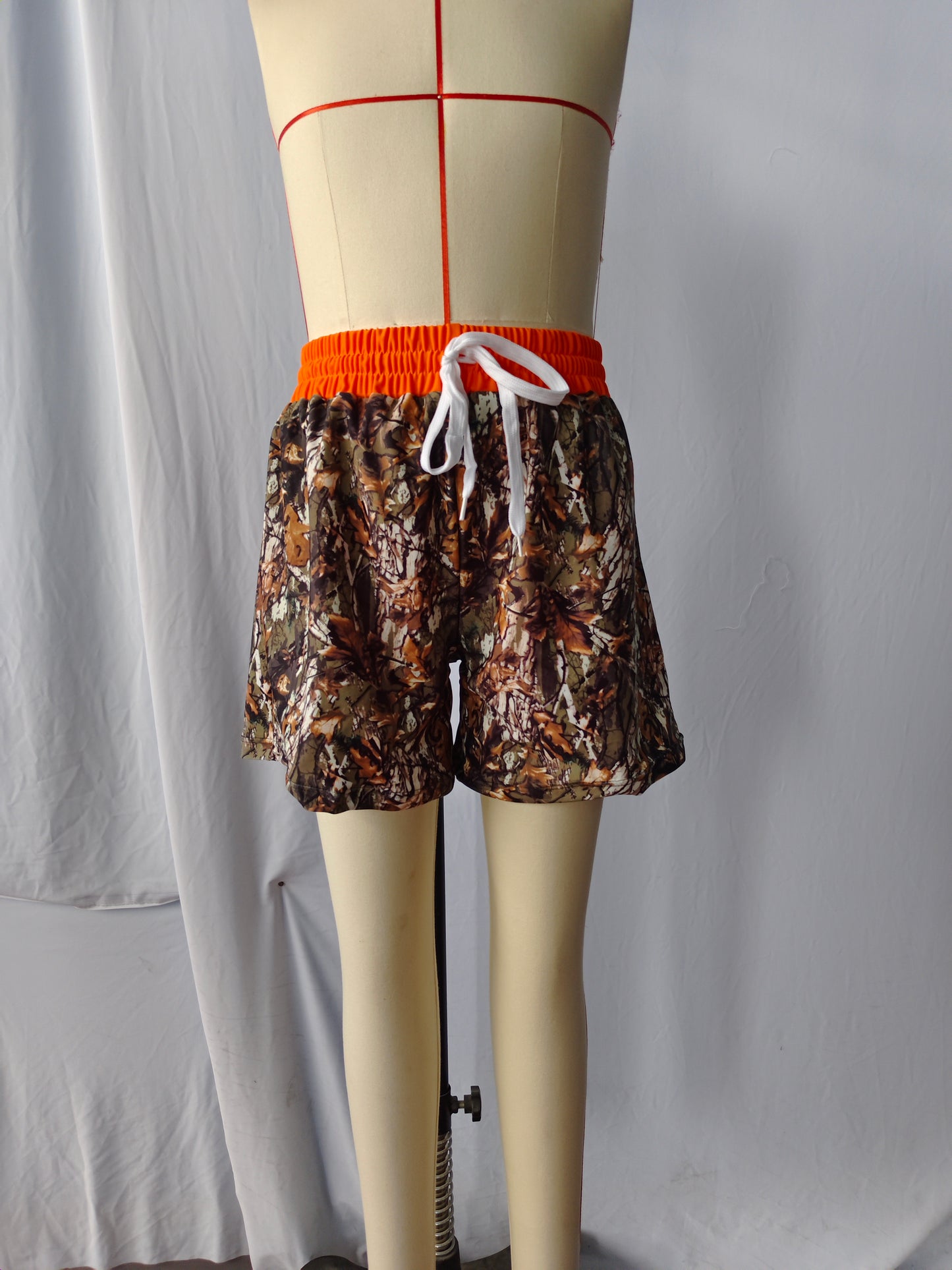 S0195 Boys Orange Camo Branch Print Swim Trunks