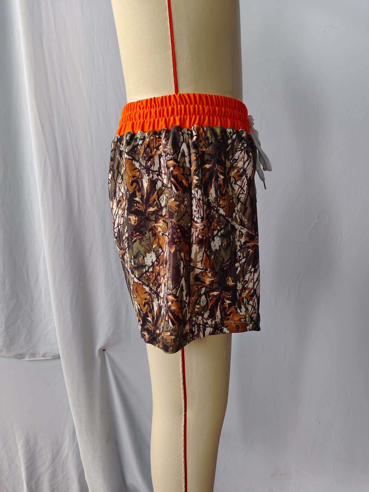 S0195 Boys Orange Camo Branch Print Swim Trunks