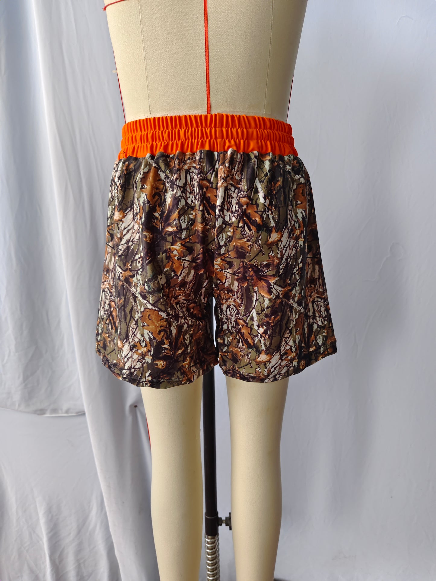 S0195 Boys Orange Camo Branch Print Swim Trunks