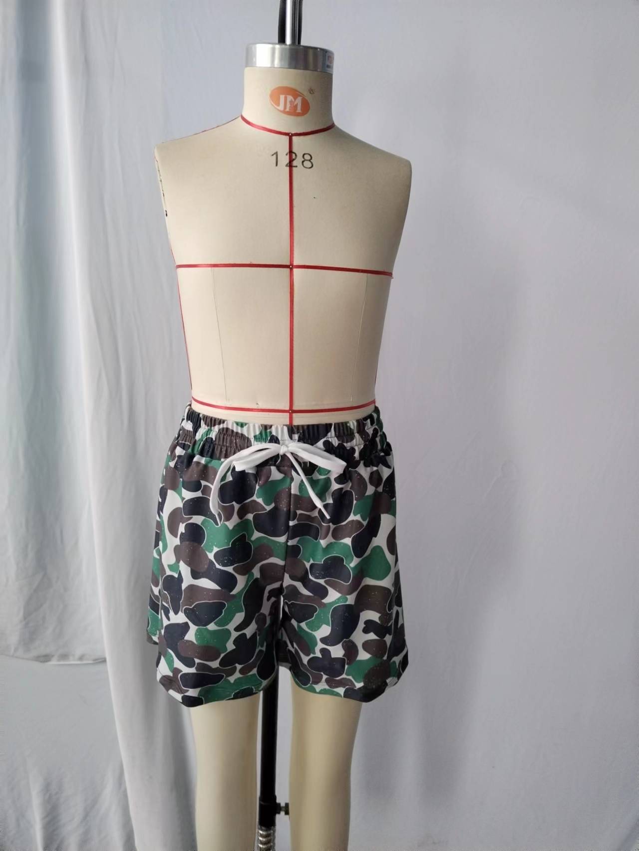 S0218 Boys Green Camo Print Swim Trunks