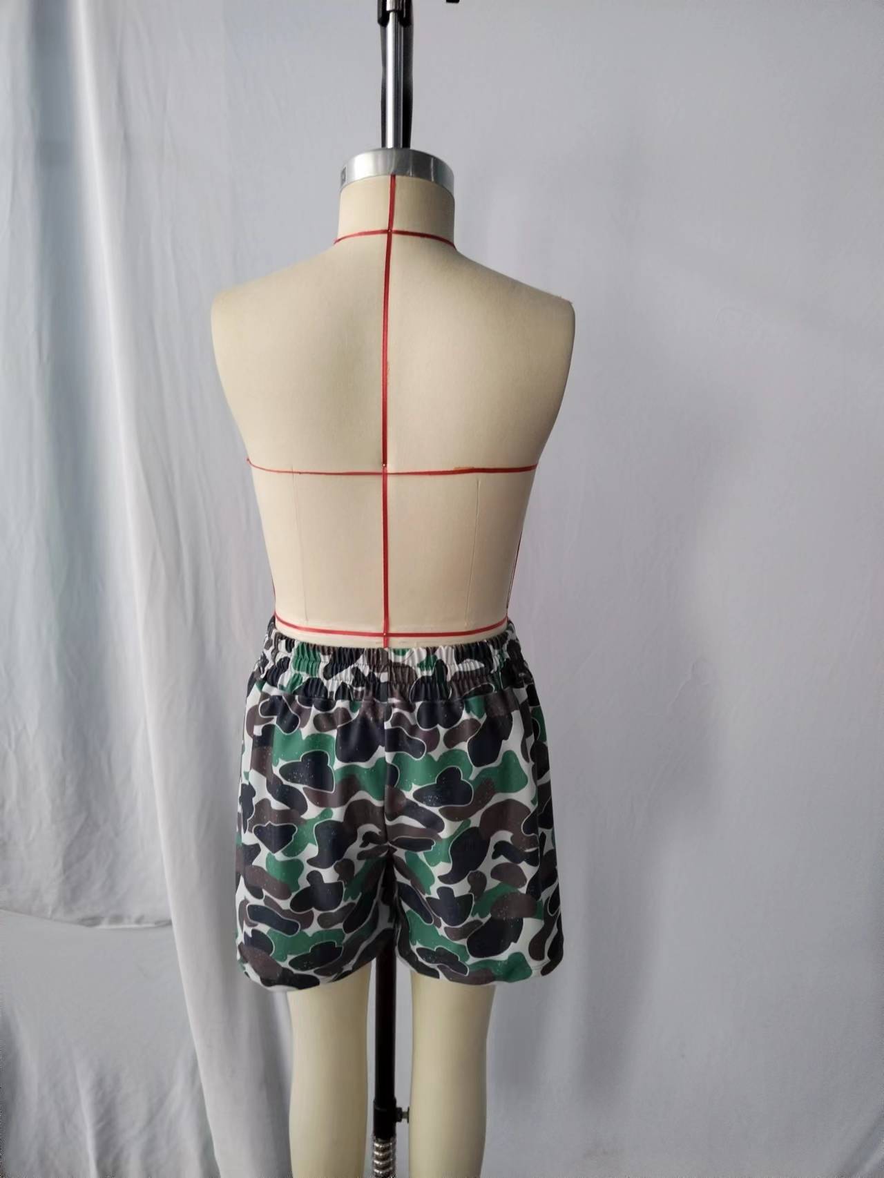 S0218 Boys Green Camo Print Swim Trunks