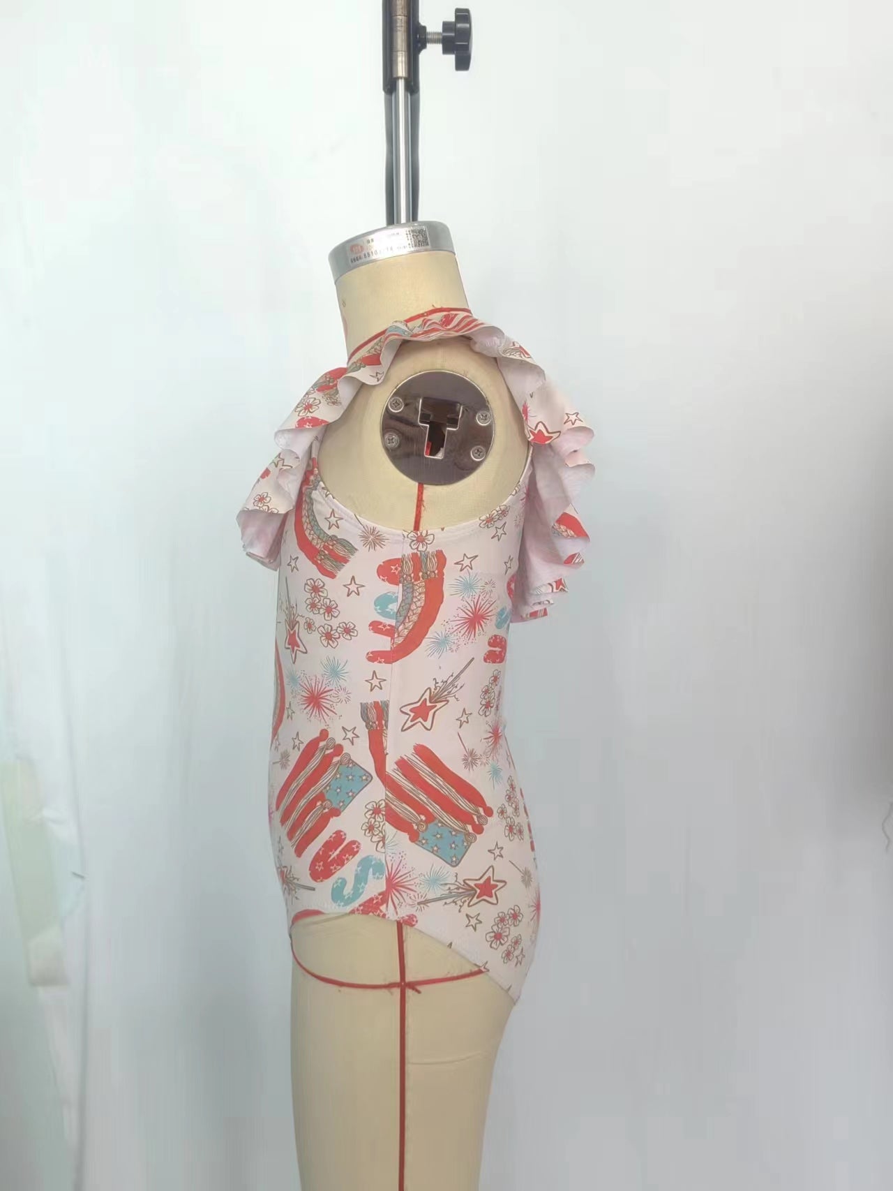 (Pre-order) S0226 Flowers USA Flag Print 1 Piece 4th of July Girls Swimsuits