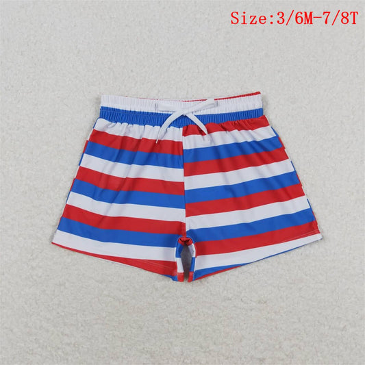 S0233 Stripes Print Boys Swim Trunks