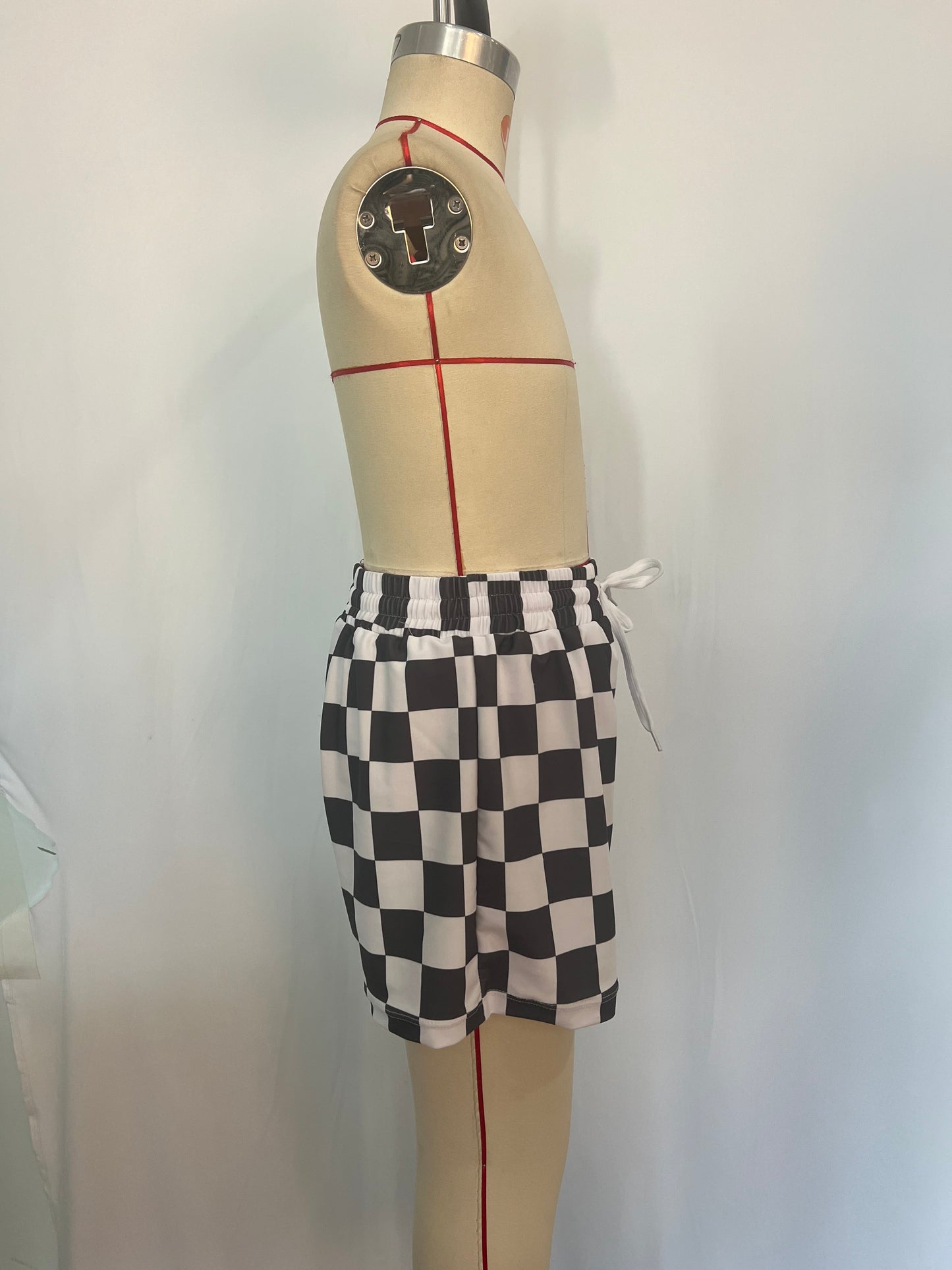 (Pre-order)S0234 Black Plaid Print Boys Swim Trunks