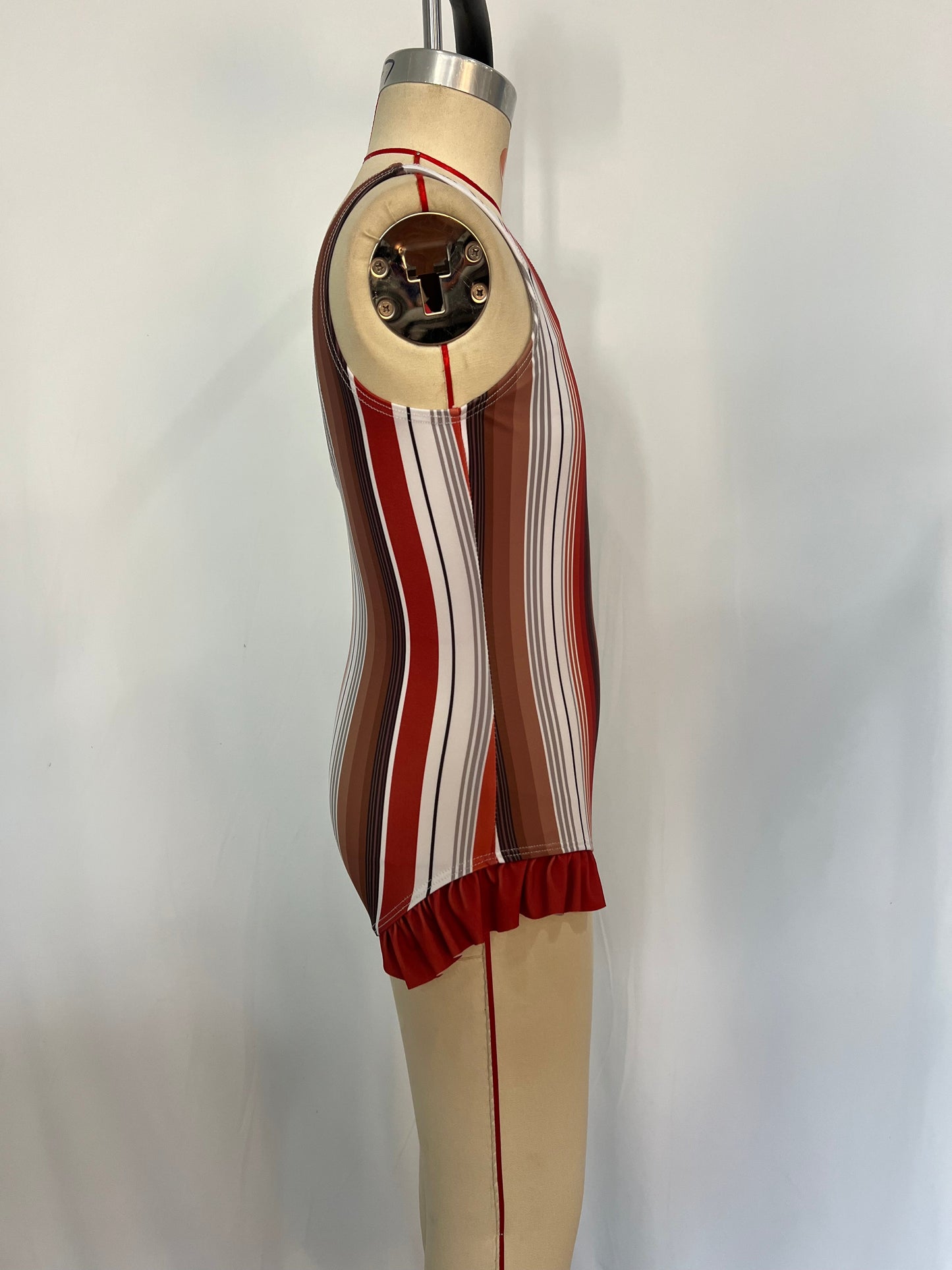 Brown Stripes Print Summer Swimsuits Sibling Clothes