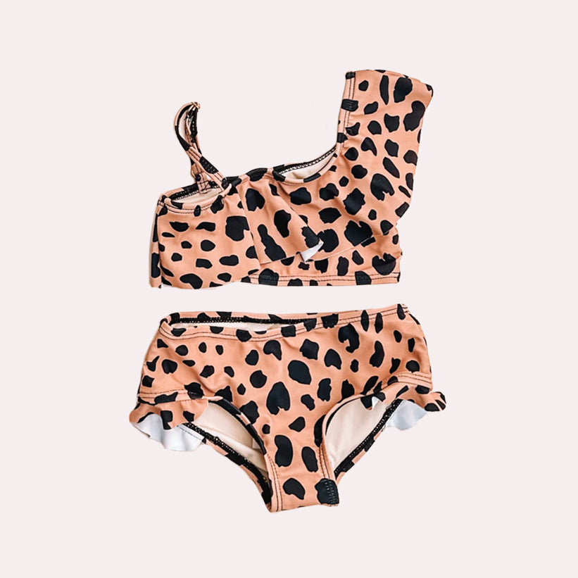 (Pre-order)S0340 Leopard Print Girls 2 Pieces Swimsuits